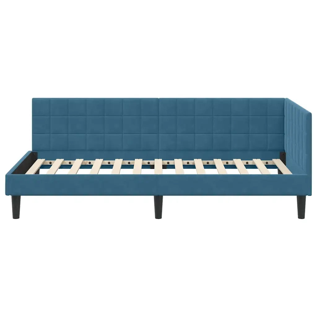 Cornice del letto ad angolo Blu 90 cm x 200 cm Velluto 42016427