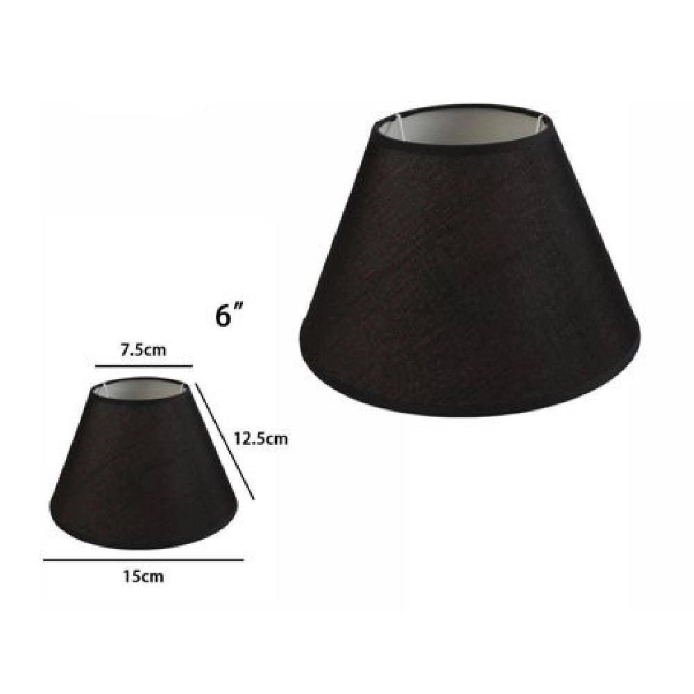 Trade Shop - Paralume Conico Cilindro Classico Ricambio Per Lampada E Applique In Tessuto Tnt - Nero   -6"   -