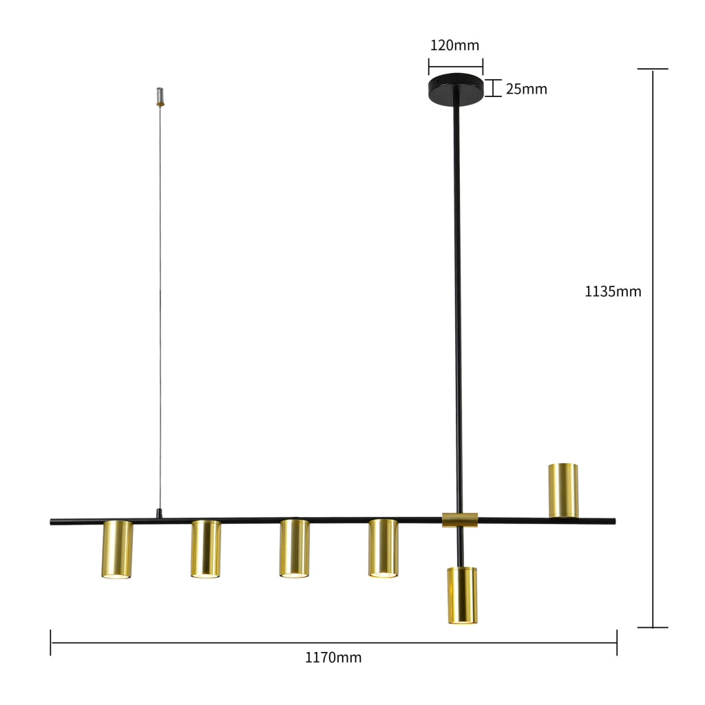 Lampada a sospensione Arizona 6xGU10 nero/oro Light Prestige