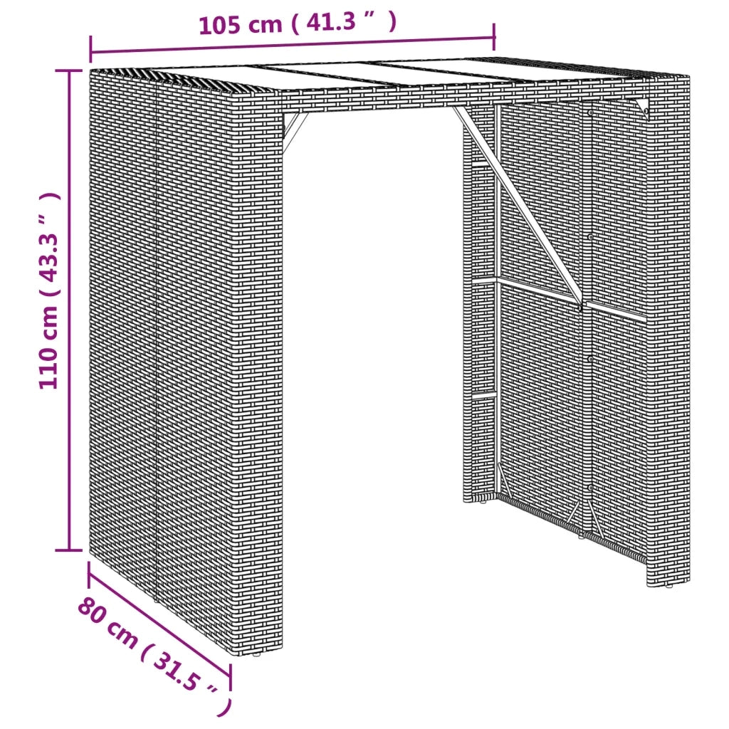 Set Bar da Giardino 5 pz con Cuscini in Polyrattan Grigio 3200671
