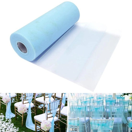 Tule in rullo 30 cm x 91,4 m, decorazione per matrimonio, tavola, 100 m, rulli di tule, tessuto di tule per abito da tutù, decorazione per tavola (blu)