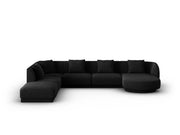 Cosmopolitan Design - Divano panoramico sinistro "Tulum" 6 posti in ciniglia nero 