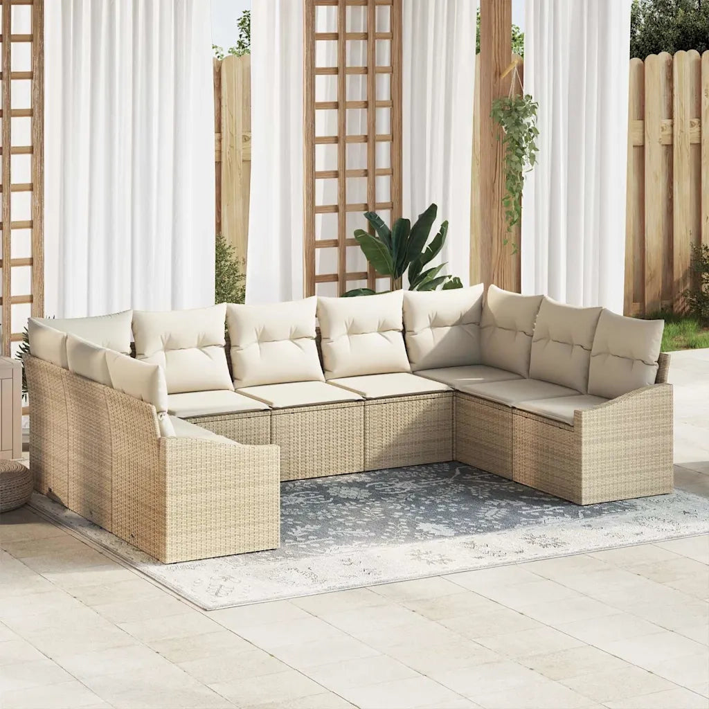 Set di divani con cuscino 9 pcs Beige polyrattan 3346881