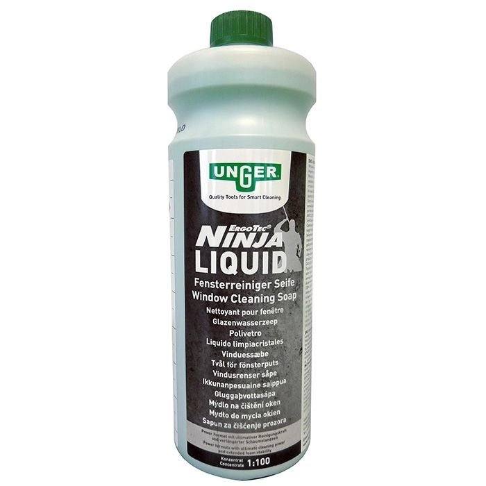 Power Liquid 1 L, Detergente Concentrato Super Pulente per Vetri e Finestre (FR10S) | Unger