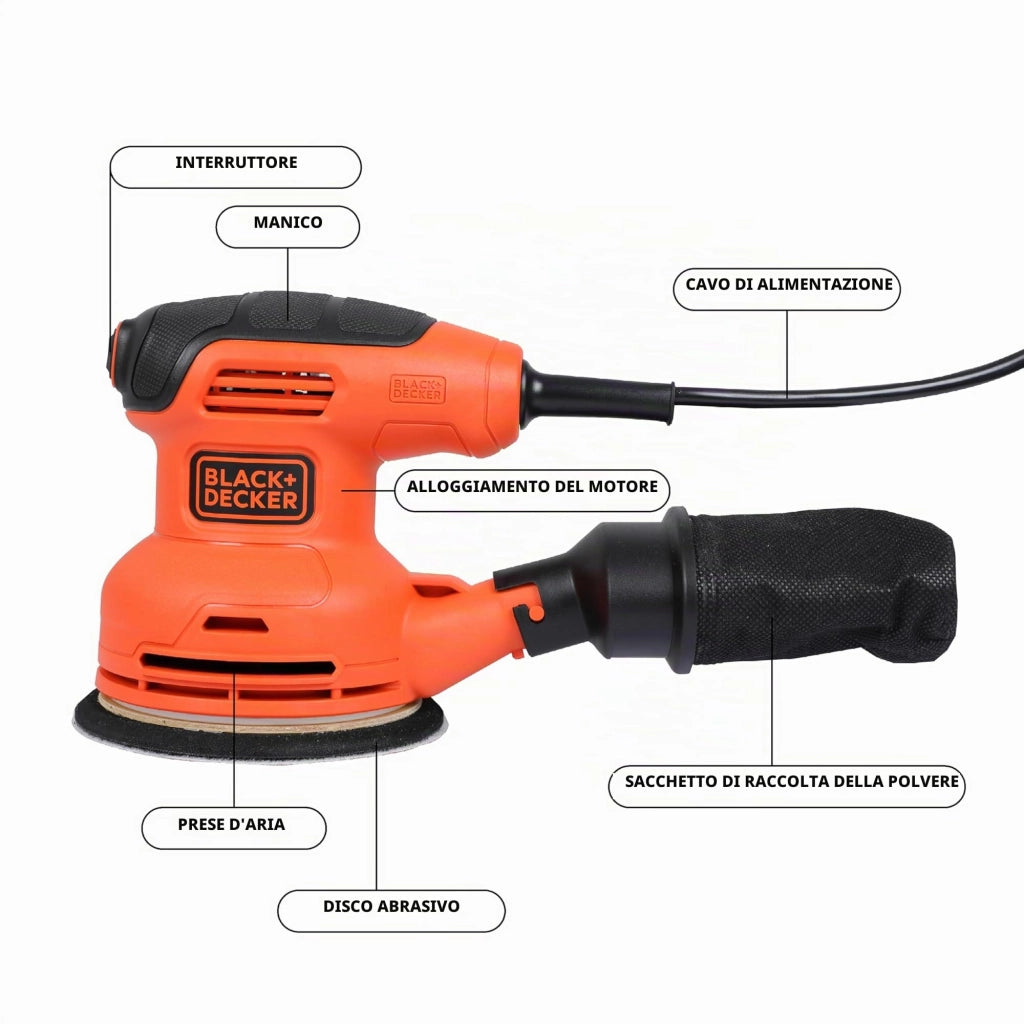 Levigatrice Rotorbitale BEW210 Qs 230 W Black+Decker
