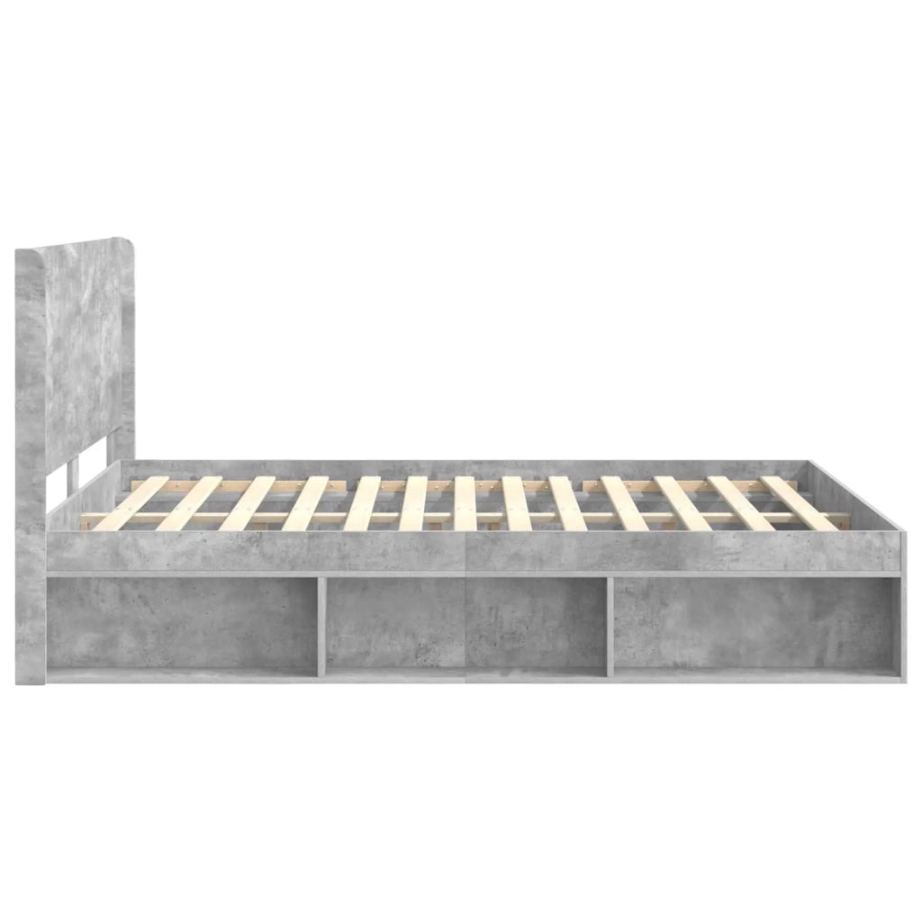 Struttura del letto con stoccaggio e testata-Giroletto con contenitore Grigio Cemento 777881