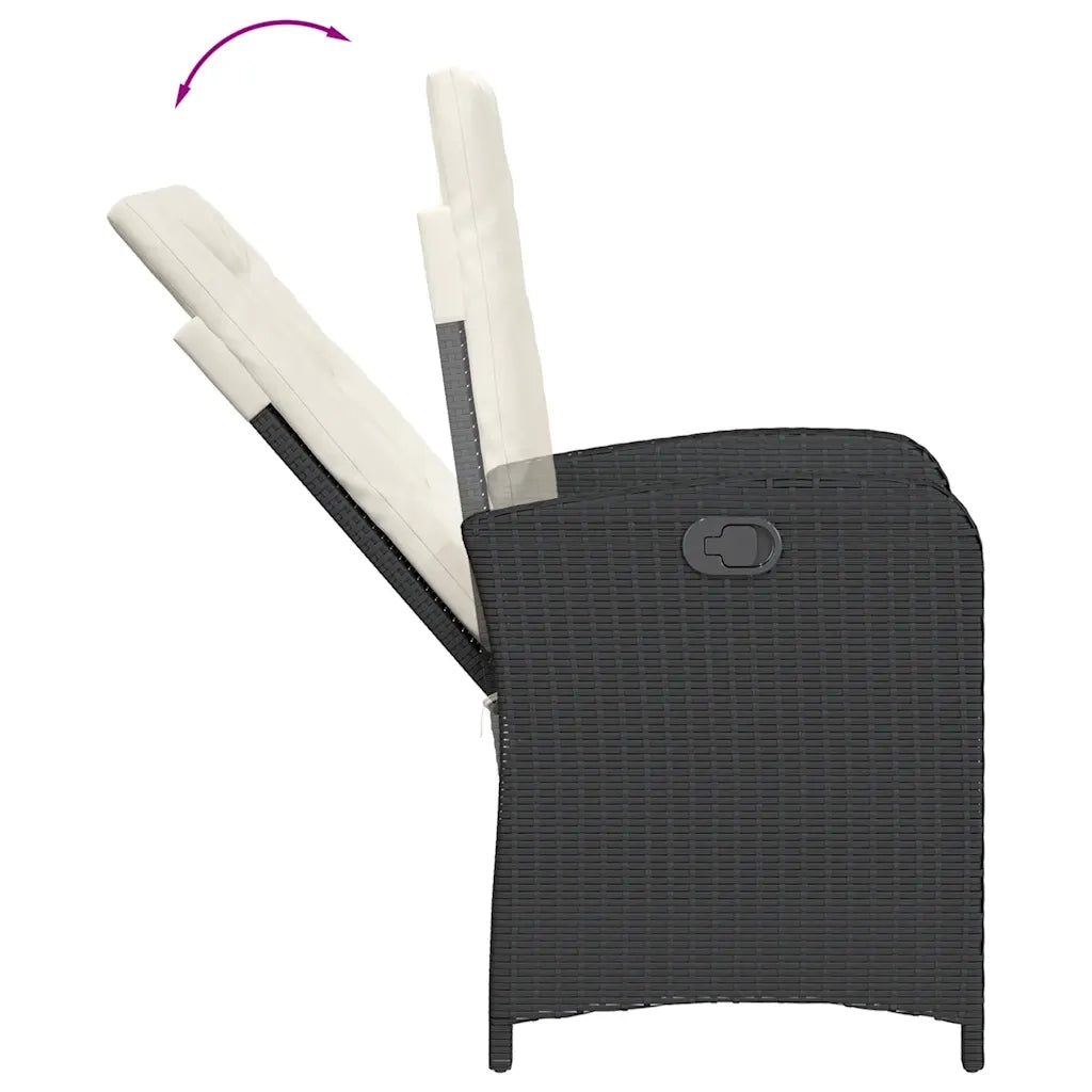 Set da Pranzo da Giardino 7 pz Nero con Cuscini in Polyrattan 3212227
