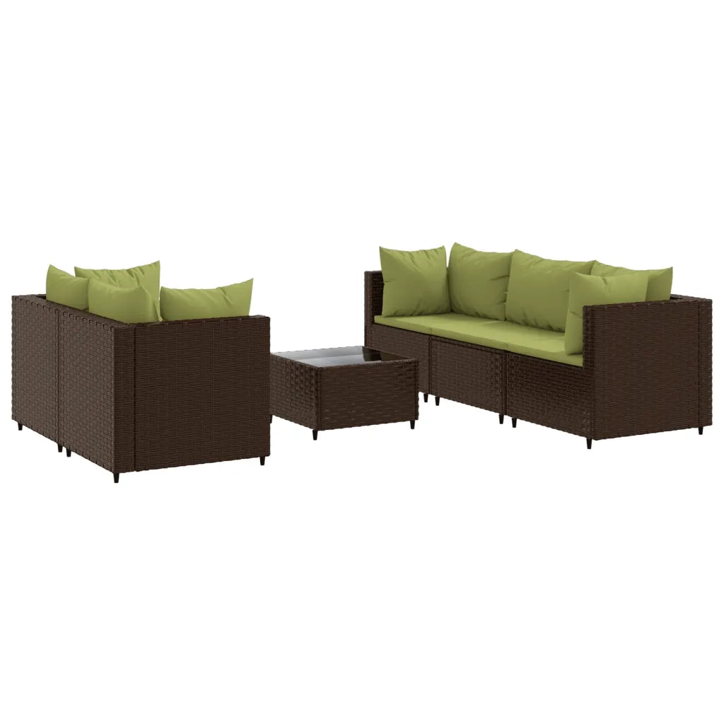 Set Mobili da Giardino 6pz con Cuscini in Polyrattan Marrone 3308022