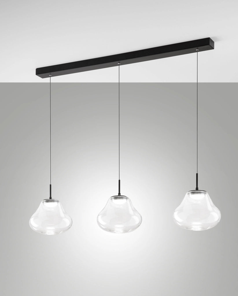 Lampada a Sospensione Deva 42W LED CCT Dimmerabile a step, Struttura in Metallo e Vetro Borosilicato Trasparente, IP20 - Deva Collection