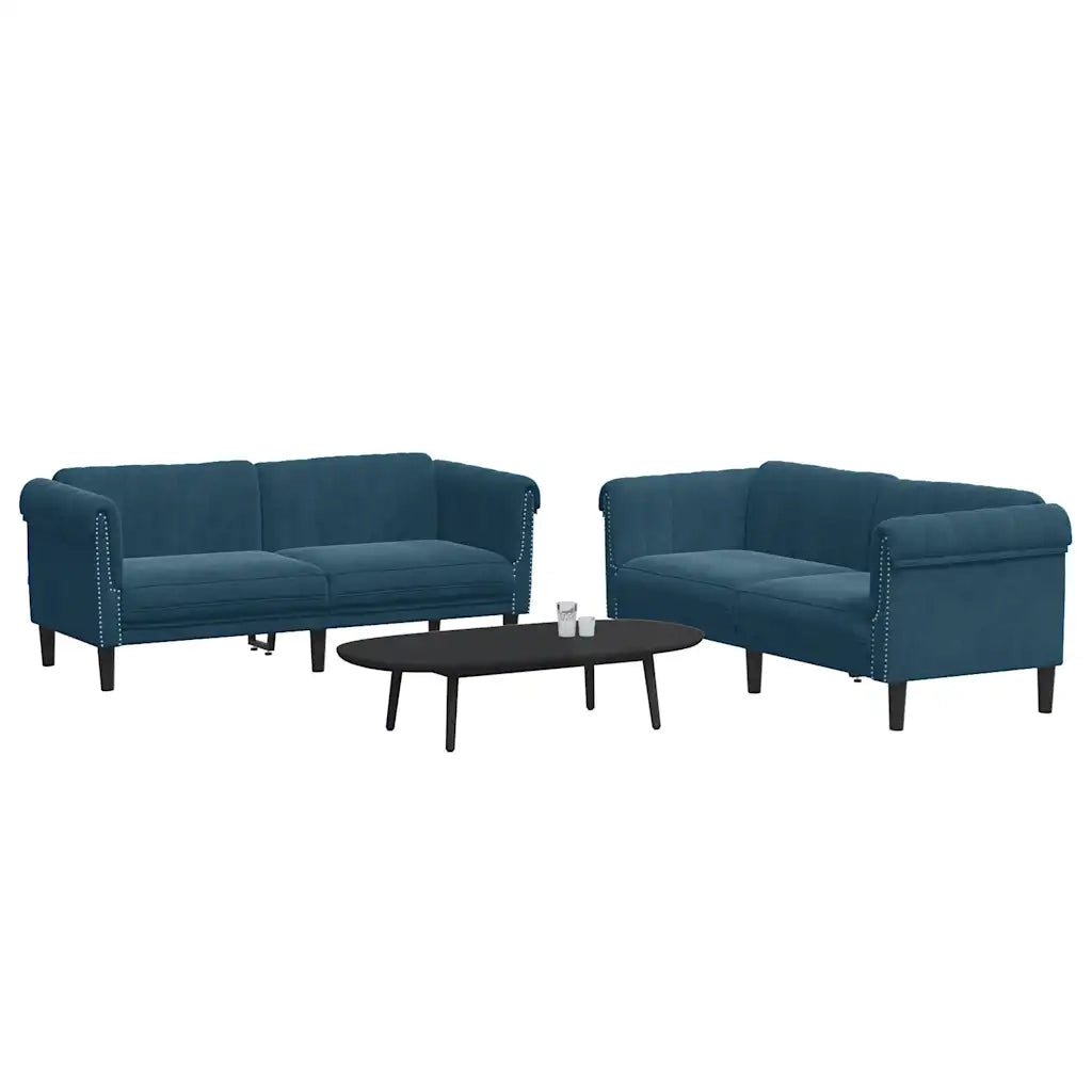 Set di Divani 2 pz Blu in Velluto