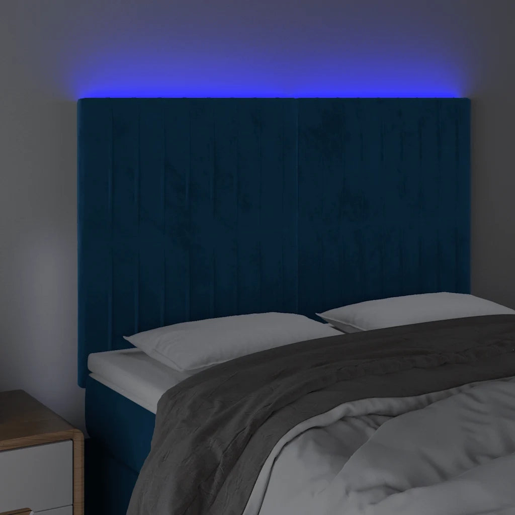 Testiera a LED-Testata con LED Blu Scuro 144x5x118/128 cm in Velluto 551182