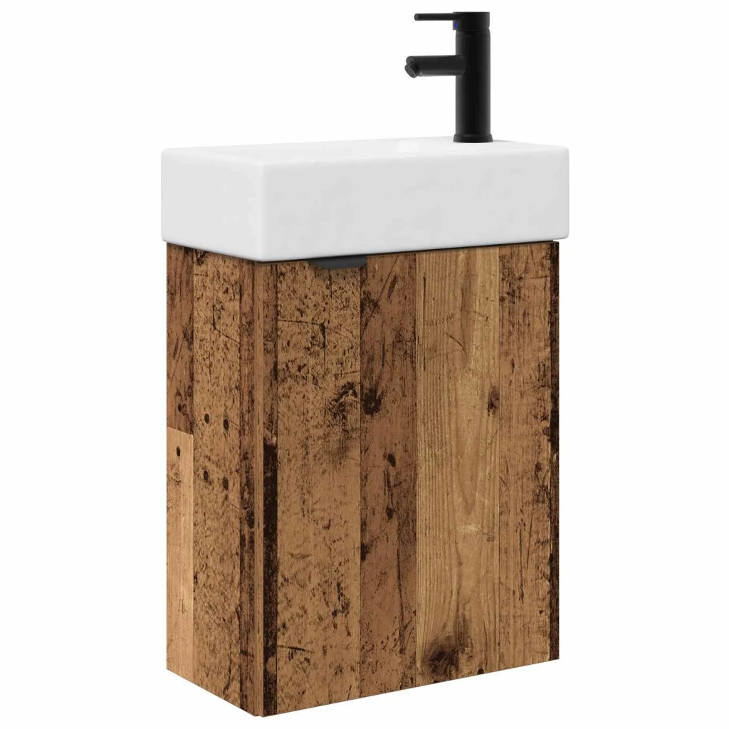 Mobile bagno con rubinetto Legno antico 45,5 x 22,5 x 84 cm 889439