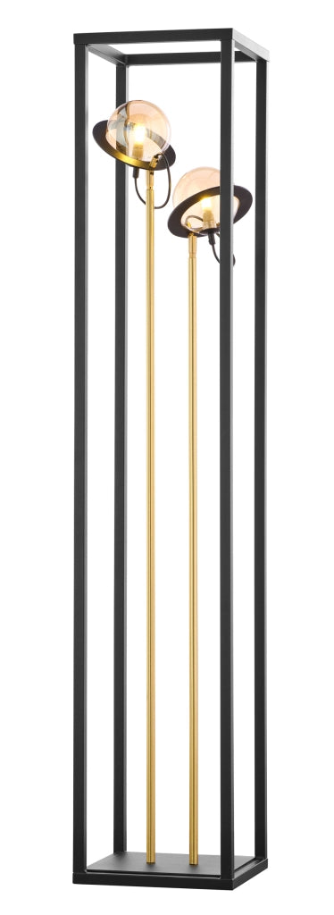 Lampada da terra PLANET nero oro sfere ambra 2xG9 Jupiter