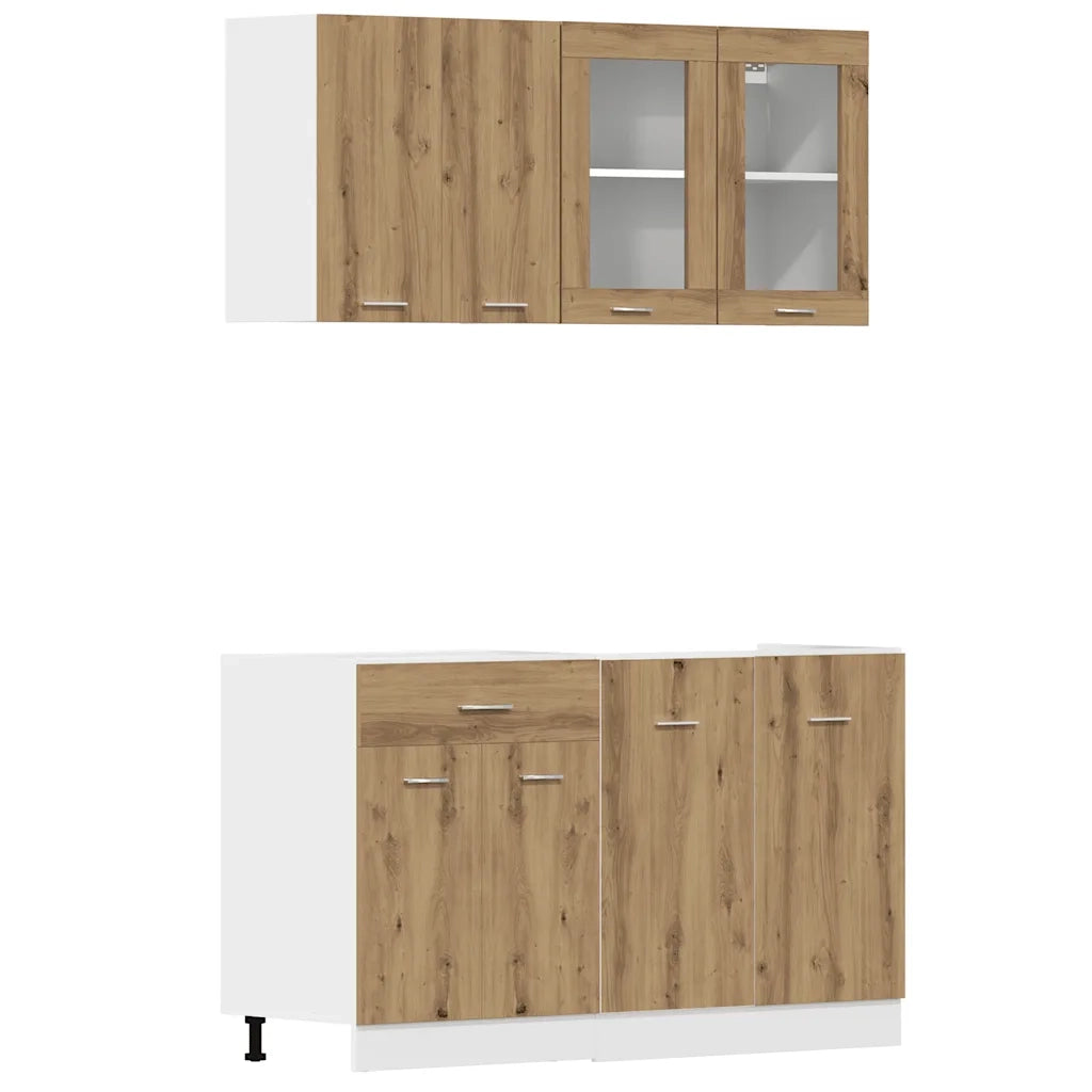 Set di Mobili da Cucina 4 pz Lyon Rovere Artigianale Truciolato 3328574