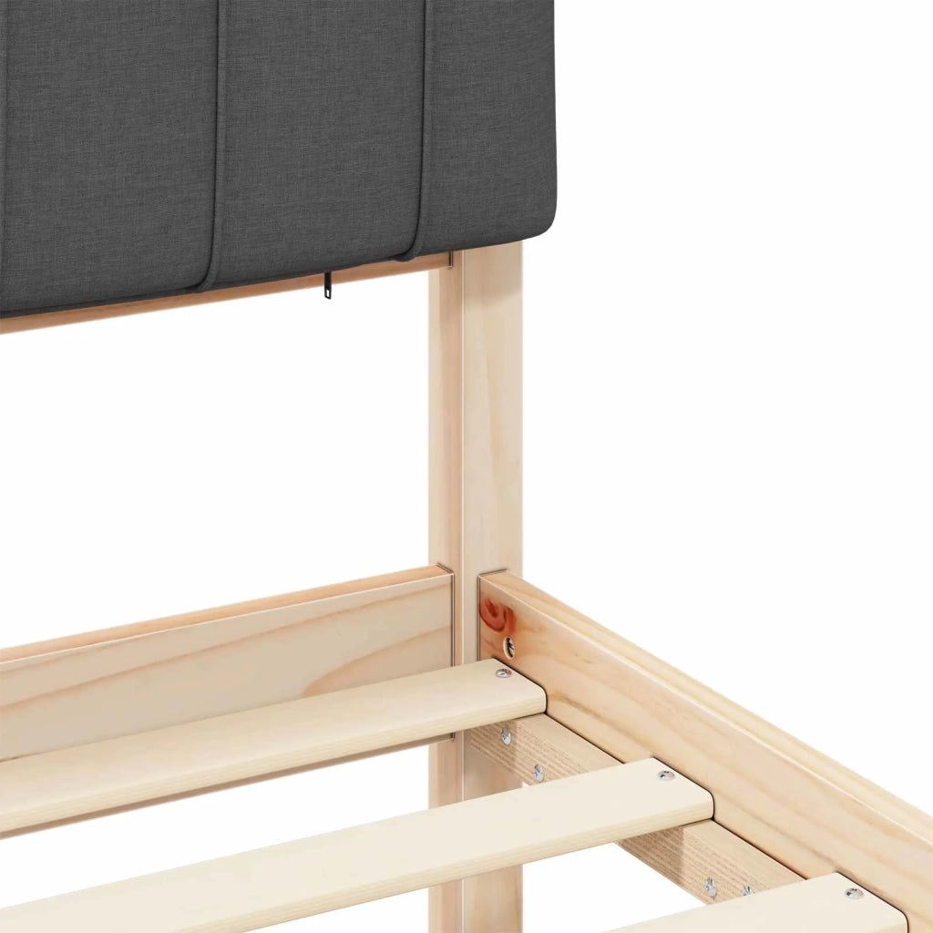 Letto con Testiera Rivestita Grigio Naturale e Scuro 878050