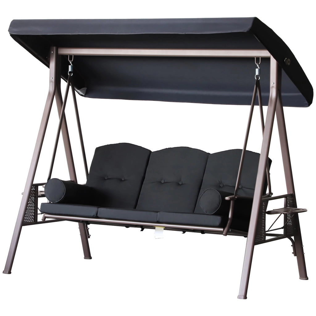 Sedia a dondolo da giardino 3 posti ¨C Minimal ¨C grigio scuro, polyrattan, cuscini