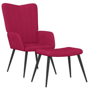 Poltrona Relax | Sedia Relax con Sgabello Rosso Vino in Velluto