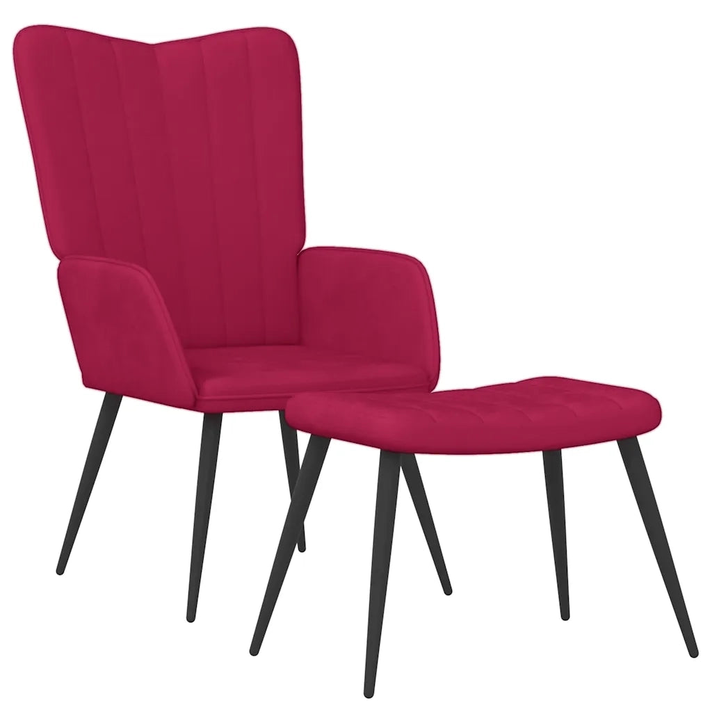 Poltrona Relax | Sedia Relax con Sgabello Rosso Vino in Velluto