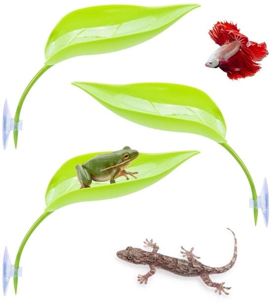 Decorazione per Acquario - 3 pezzi - Finto Foglio di Alga - Attacco con Viti a Gancio - Materiale Plastico di Alta Qualità - Atmosfera Naturale - Lavabile e Pulibile - Decorazione per Acquario