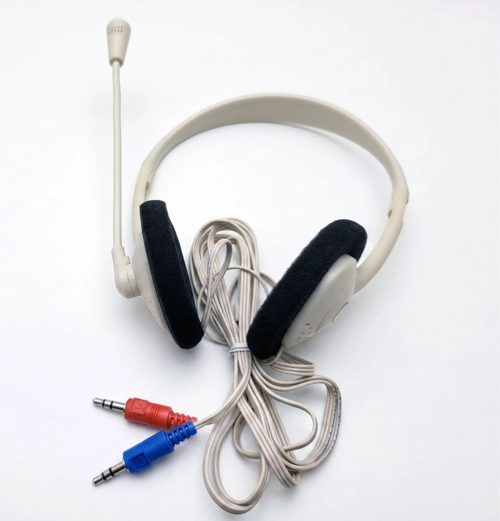 Cuffie Stereo PC con Microfono MANHATTAN Bianche SH-18B doppio Jack 3,5" - Chat Videocall