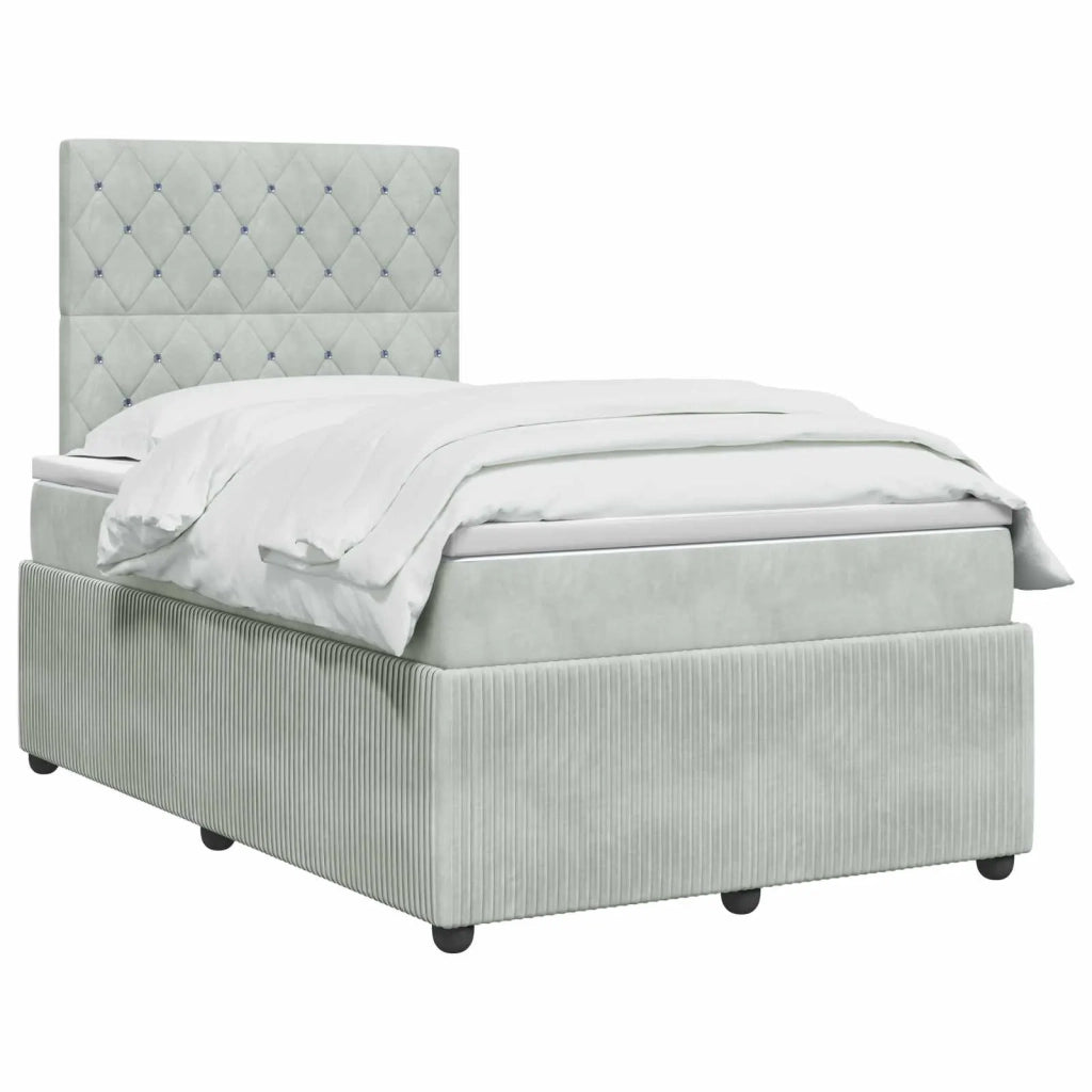 Letto Box Spring LED con Materasso Grigio Chiaro 120 x 190 cm 3456023