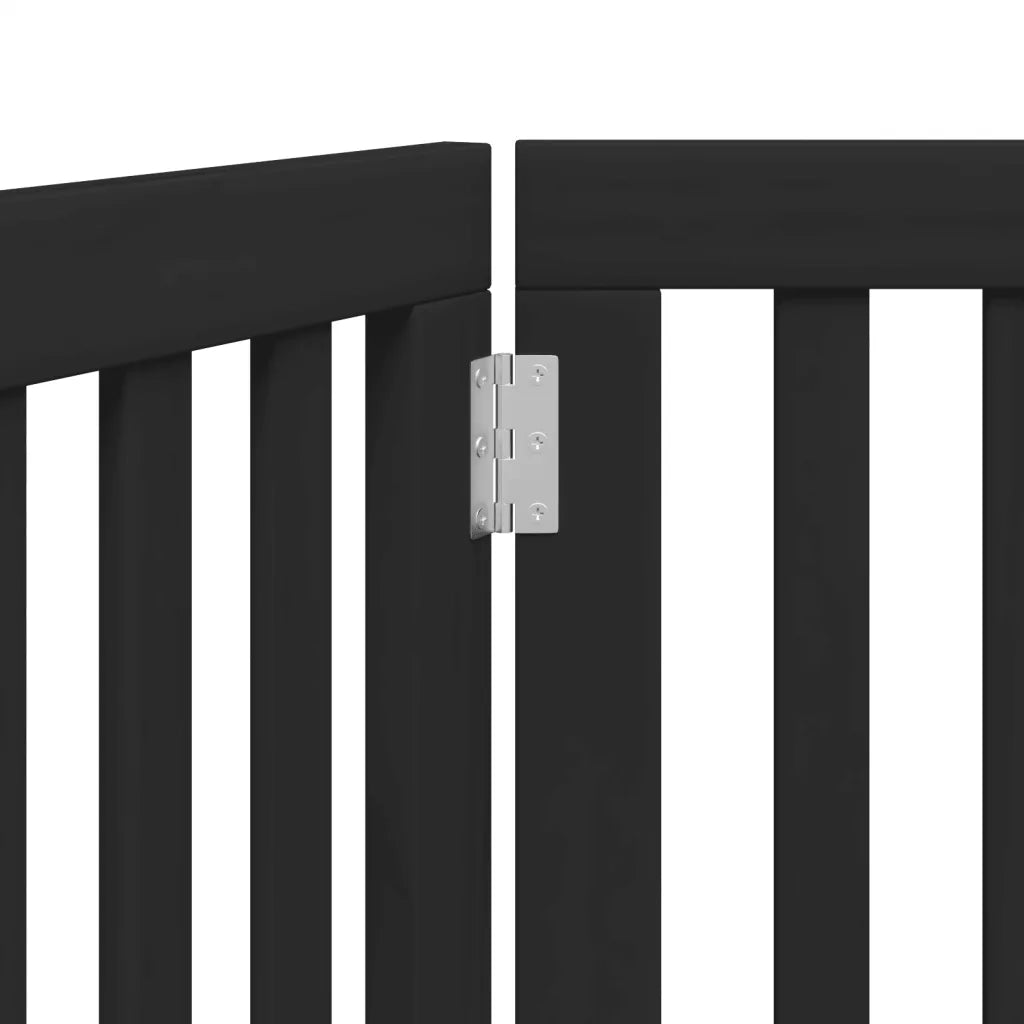 Cancello per Cani Pieghevole 3 Pannelli Nero 150cm Legno Pioppo 352252