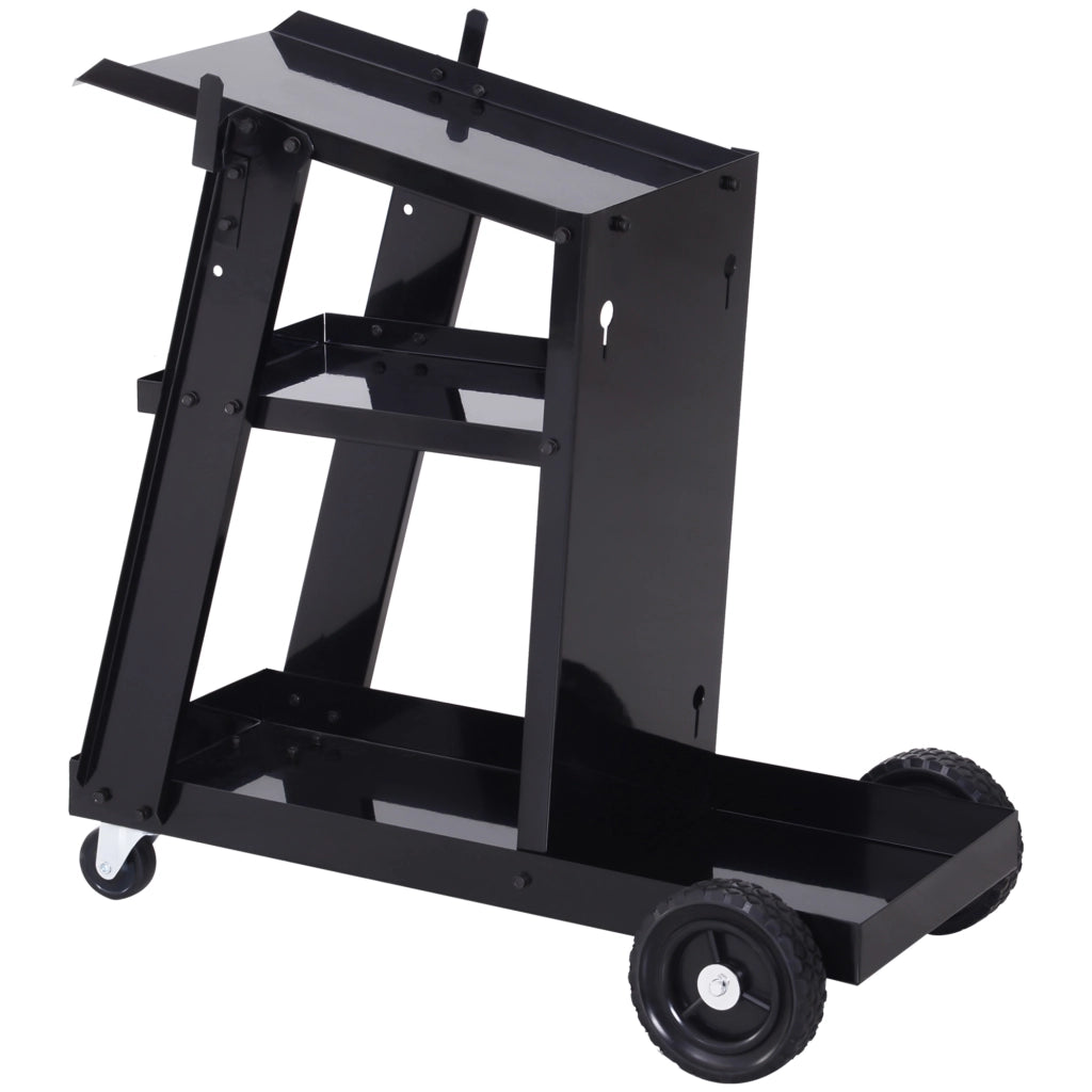 Carrello per saldatura ¨C Xylo ¨C 3 ripiani, catena di sicurezza, 4 ruote, acciaio, 71x39x70cm, nero