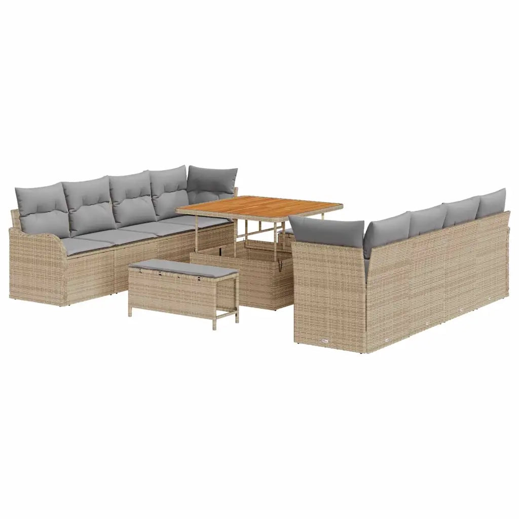 Set Divano da Giardino con cuscino 11 pcs Beige e Grigio Chiaro 3364197