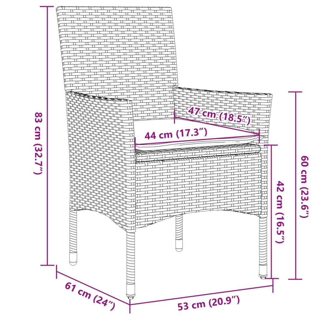 Set da Pranzo da Giardino con Cuscini 5 pz Polyrattan e Vetro 3278539