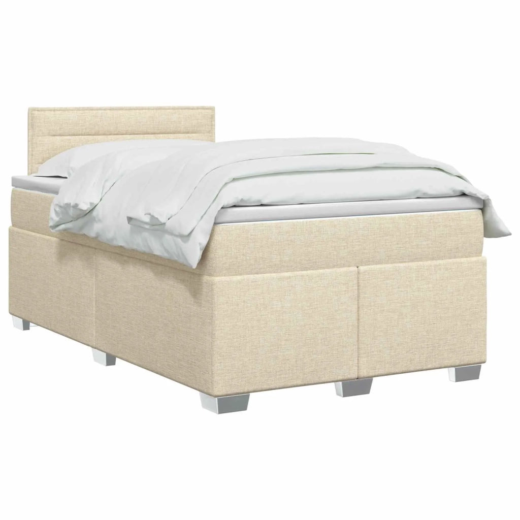 Letto con Box Spring, Materasso e LED Crema 120 x 190 cm 3451894
