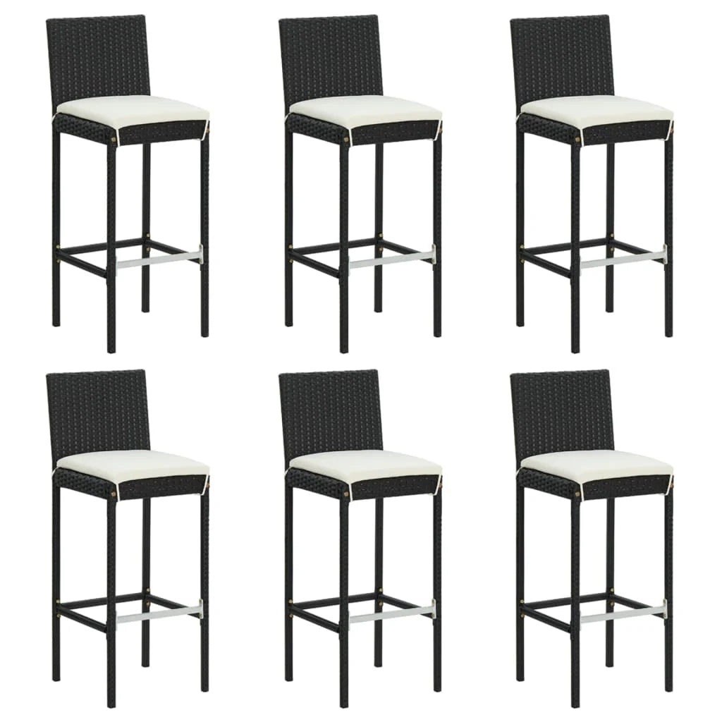 Set bar da giardino da 7 pezzi con cuscini in polyrattan nero 02_0013424