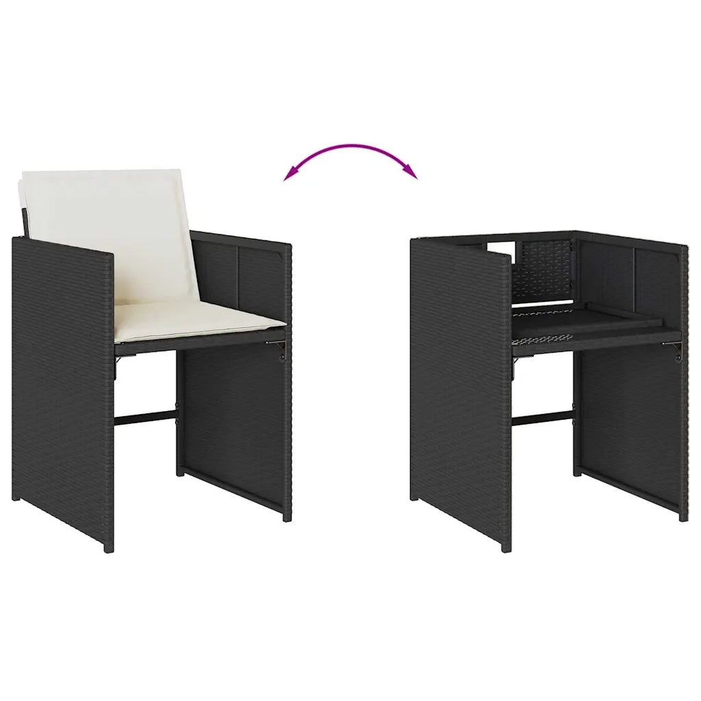 Set da Pranzo da Giardino 11 pz con Cuscini in Polyrattan Nero 3211206