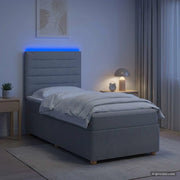 Letto Box Spring LED con Materasso Grigio Chiaro 80 x 200 cm 3455720