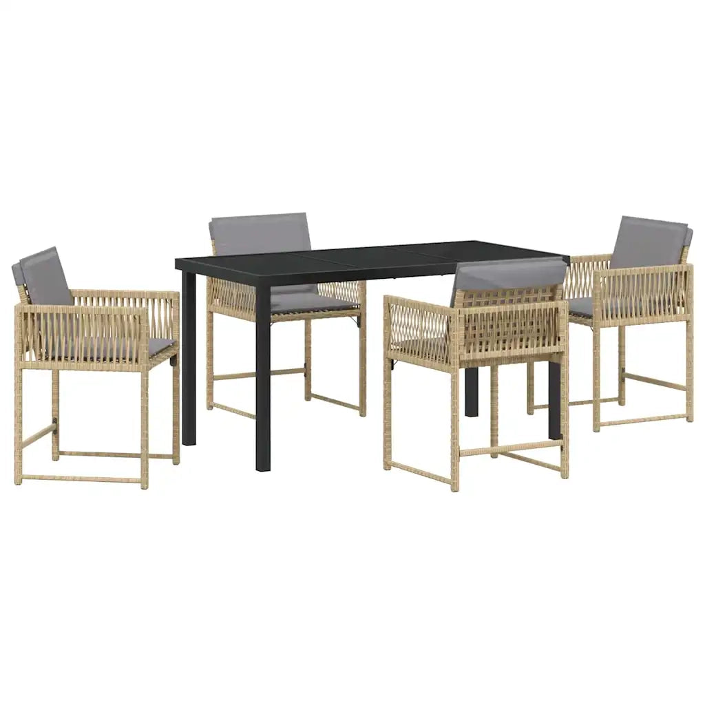 Set da Pranzo per Giardino 5 pcs Beige polyrattan 3380766