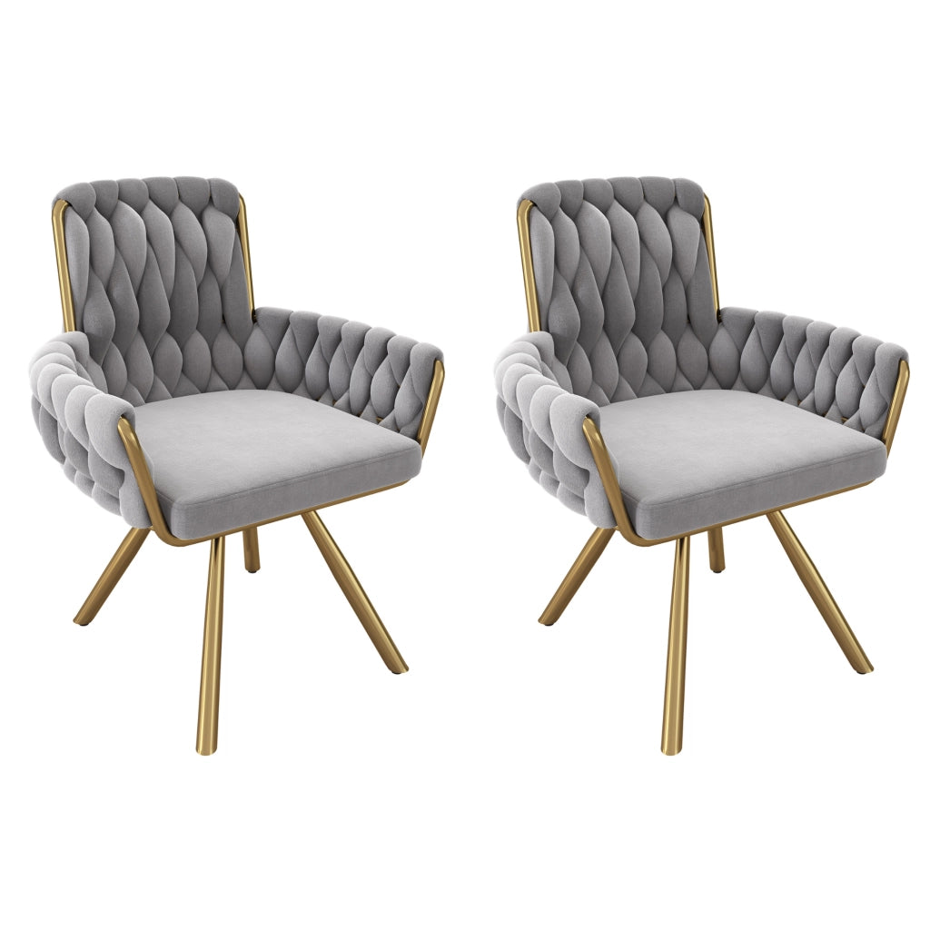 SEDIA Girevole 360° in Velluto Grigio Set da 2 pezzi