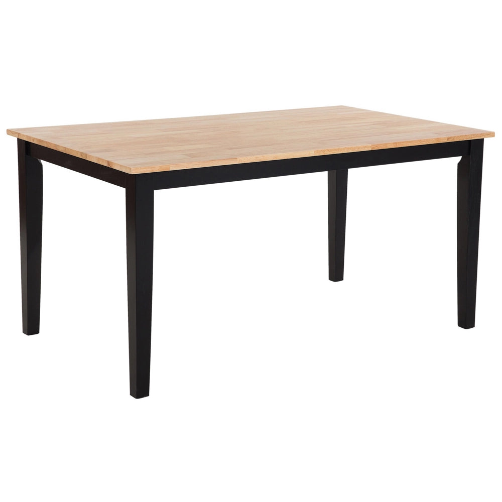 Tavolo da pranzo in legno chiaro e legno di gomma Nero 75 x 150 x 90 cm gambe in legno superficie laccata scandinavo
