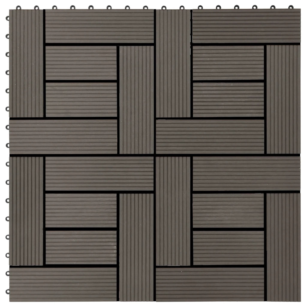 Piastrella per Decking 22 pcs Marrone Scuro 30 x 30 cm WPC 3444836