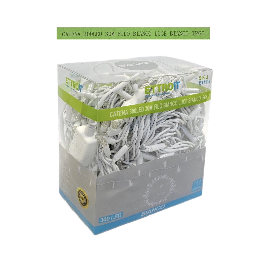 catena luminosa 300 led 30 metri filo bianco luce bianco ip65 /ET4113 - ETTROIT