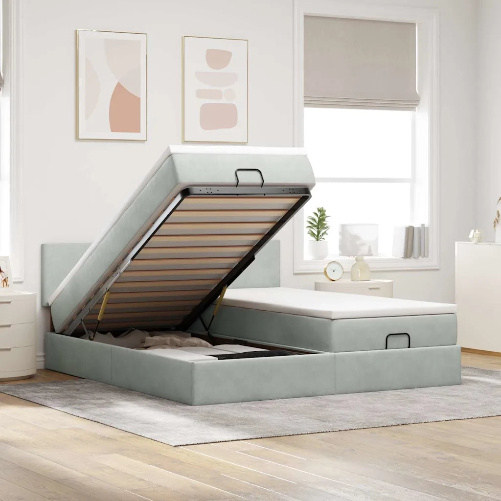 Struttura Letto Pouf con Materassi 160x200 cm in Velluto