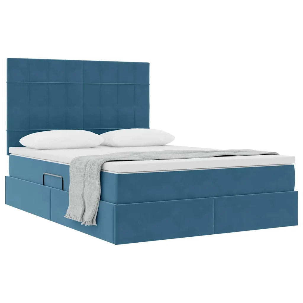 Letto con contenitore e materasso Blu Scuro 140 x 200 cm 3372037
