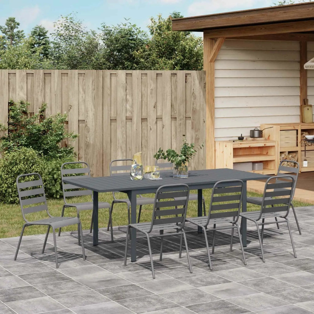 Set da Pranzo per Giardino 9 pcs Antracite