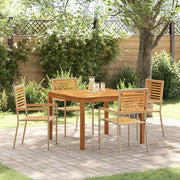 Set da Pranzo per Giardino 5 pcs Beige Legno di Acacia Massello