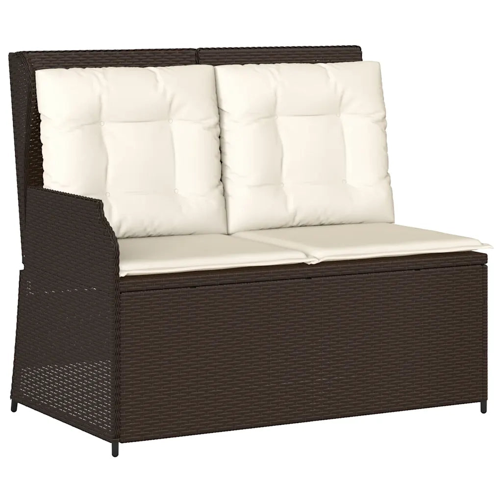 Panca Reclinabile da Giardino con Cuscini Marrone in Polyrattan 368947
