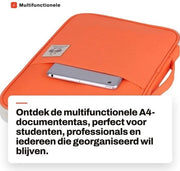 Tas multifunzionale per documenti A4 - Impermeabile - Ideale per documenti e accessori - Arancione - Per notebook e smartphone - Compatta e portatile