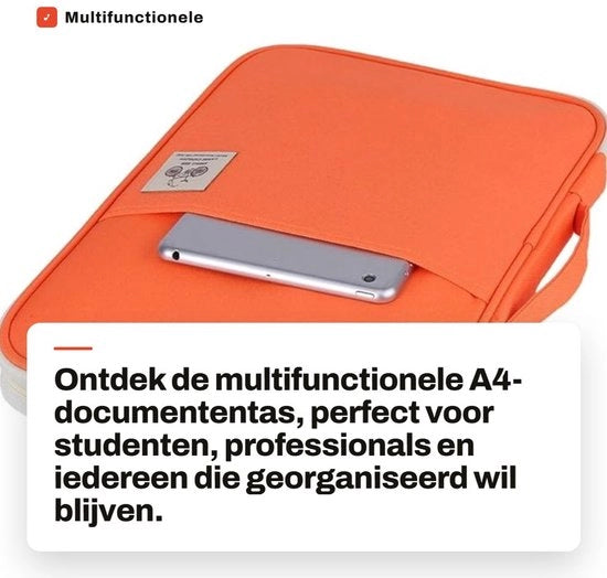 Tas multifunzionale per documenti A4 - Impermeabile - Ideale per documenti e accessori - Arancione - Per notebook e smartphone - Compatta e portatile