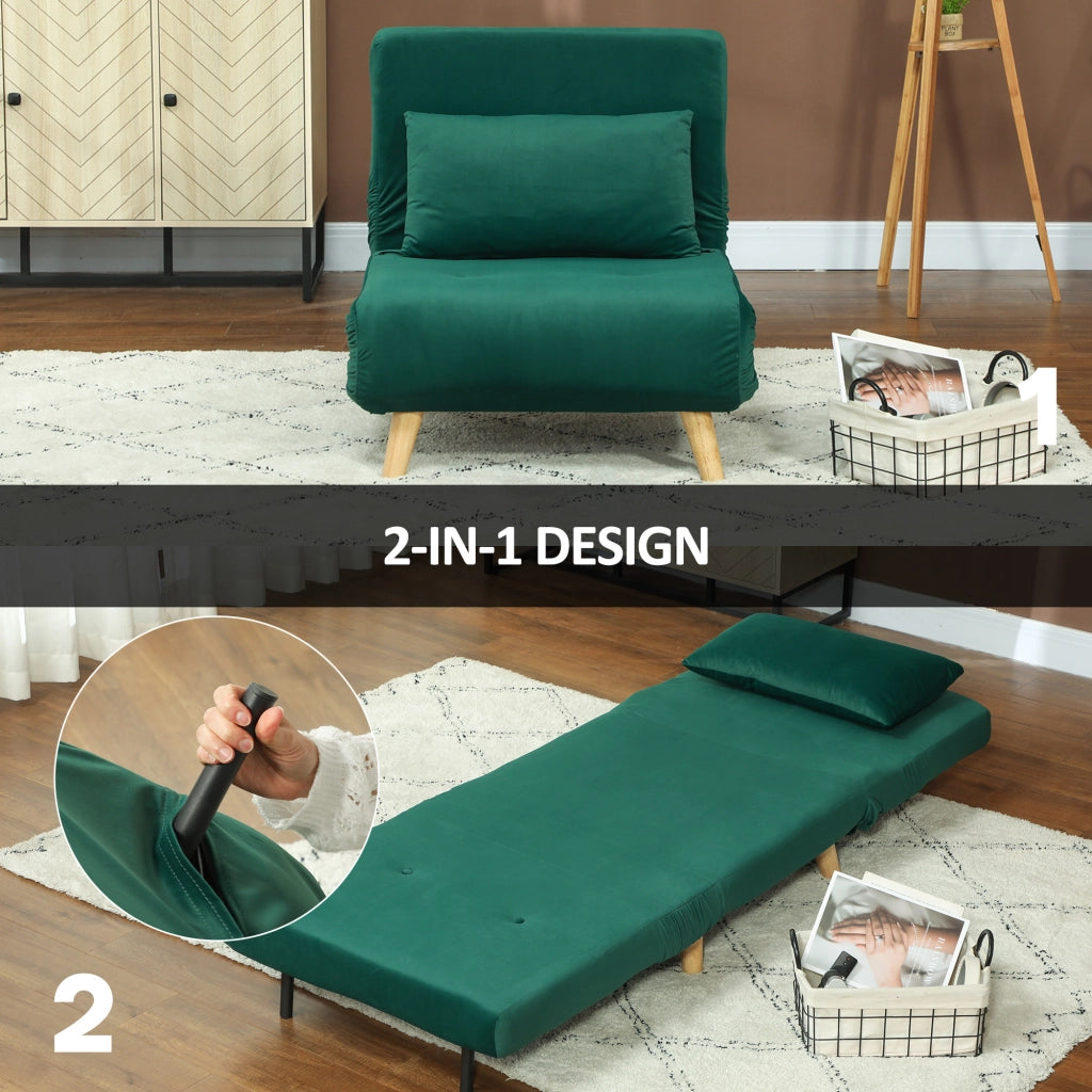 Poltrona Letto Pieghevole Regolabile ¨C Minimal ¨C Velluto Verde Scuro
