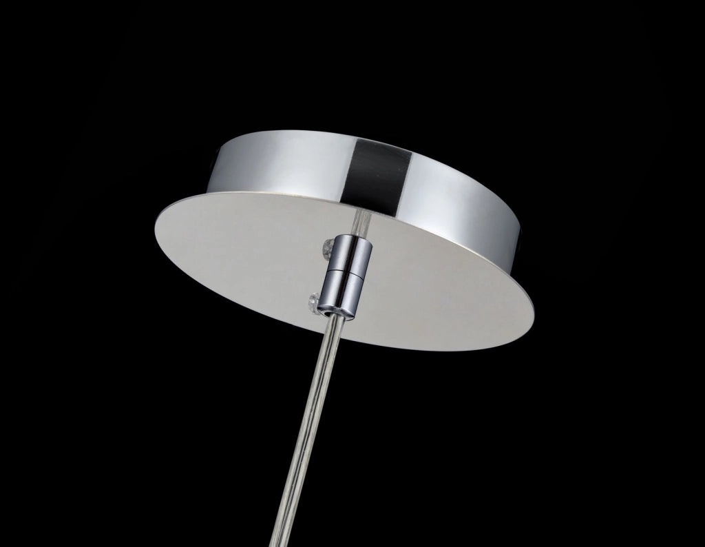 Lampadario Contemporaneo Fermi Metallo Nichel 1 Luce Diffusori Vetro Trasparente