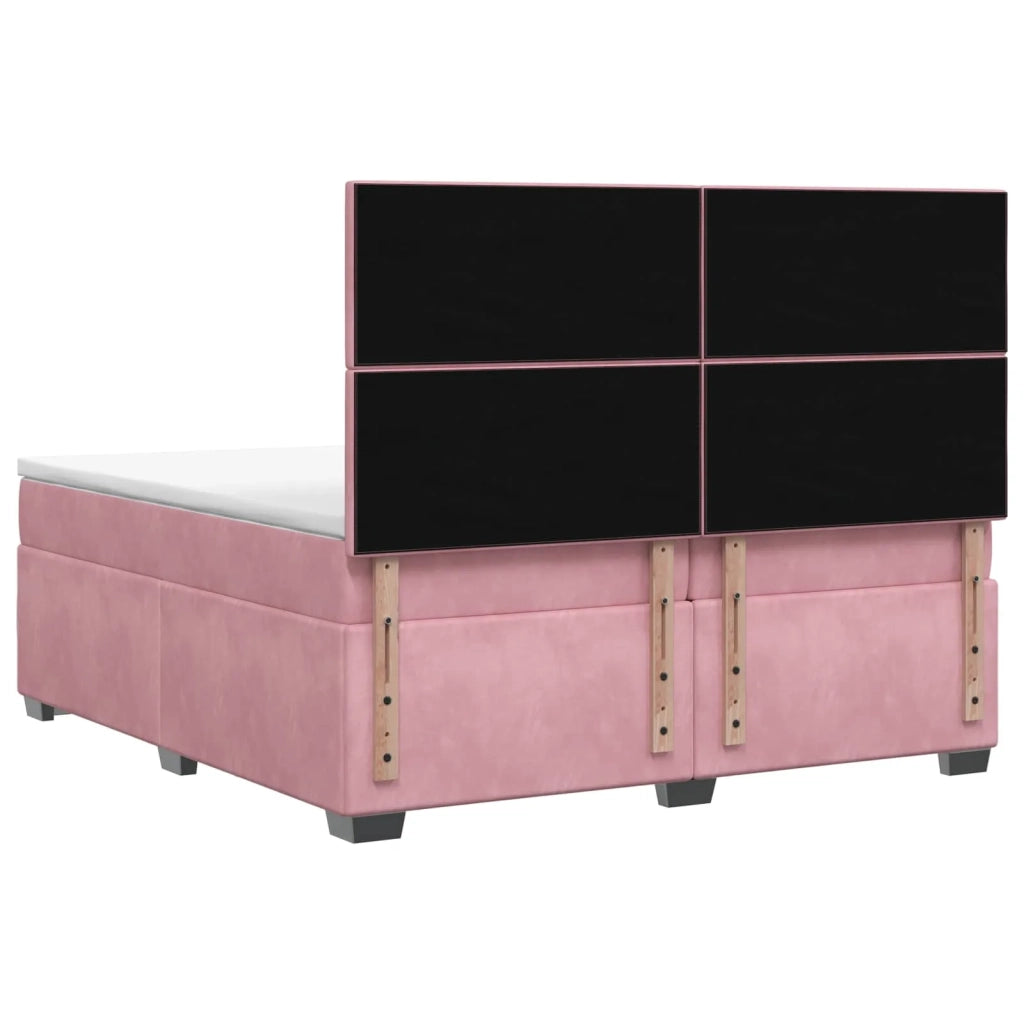 Letto box spring con materasso Rosa 200 x 200 cm Velluto 3455179