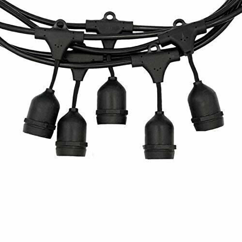 CATENA stagna gomma Nera STRINGA 2 metri 8 attacchi e27 luce LED IMPERMEABILE IP67 - Benovo