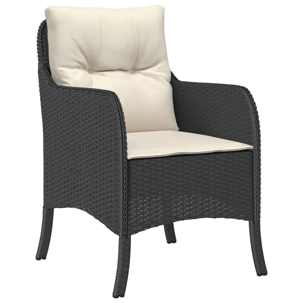 Set da Pranzo da Giardino 5 pz Nero con Cuscini in Polyrattan 3211908